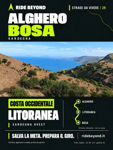 Grafica RIDE BEYOND · Panoramica Alghero–Bosa
