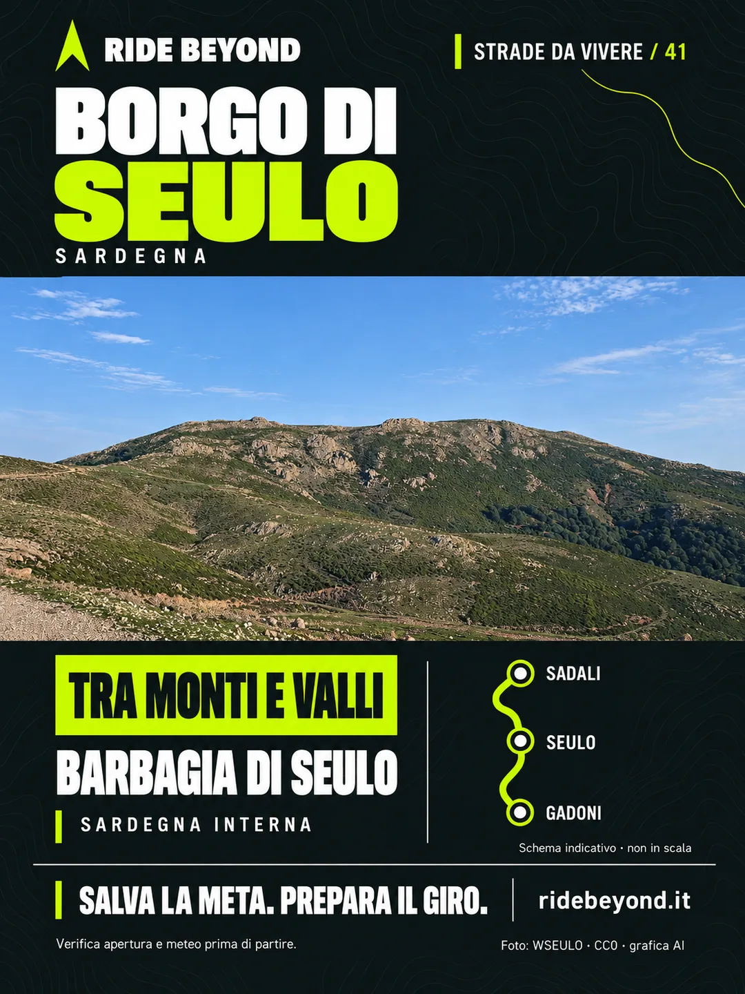 Grafica RIDE BEYOND · Seulo, Sardegna