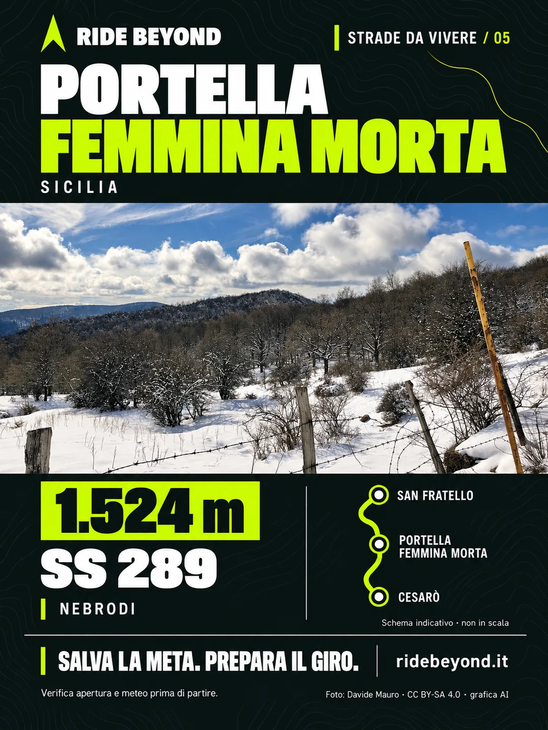 Grafica RIDE BEYOND · Portella Femmina Morta, Sicilia
