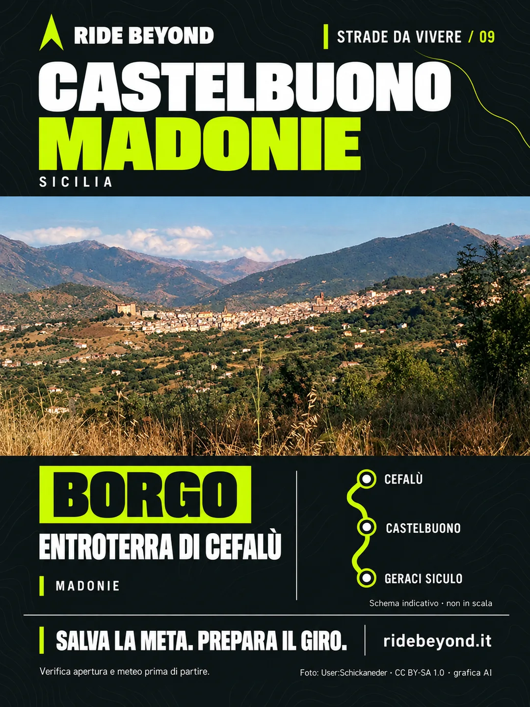 Grafica RIDE BEYOND · Castelbuono, Sicilia