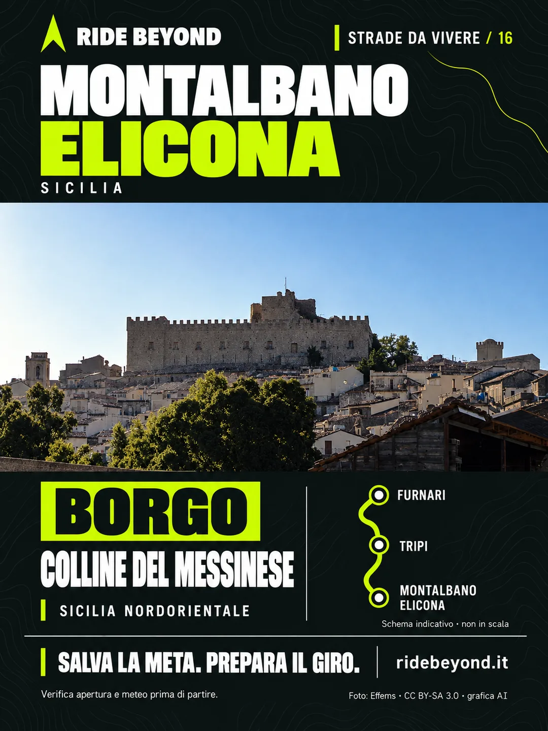 Grafica RIDE BEYOND · Montalbano Elicona, Sicilia