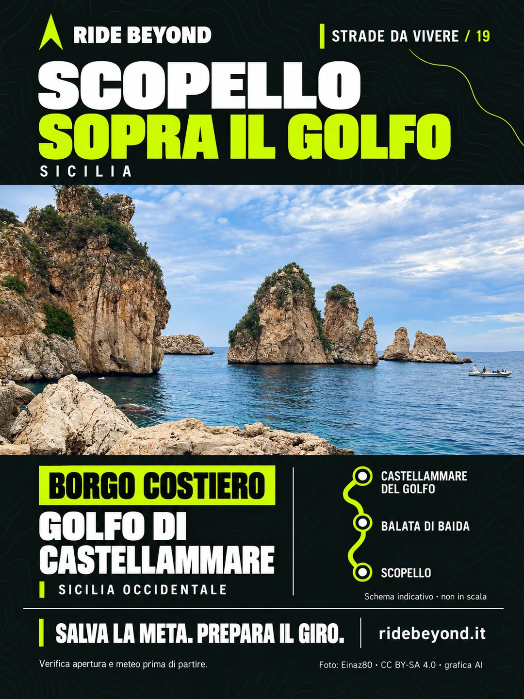Grafica RIDE BEYOND · Scopello, Sicilia