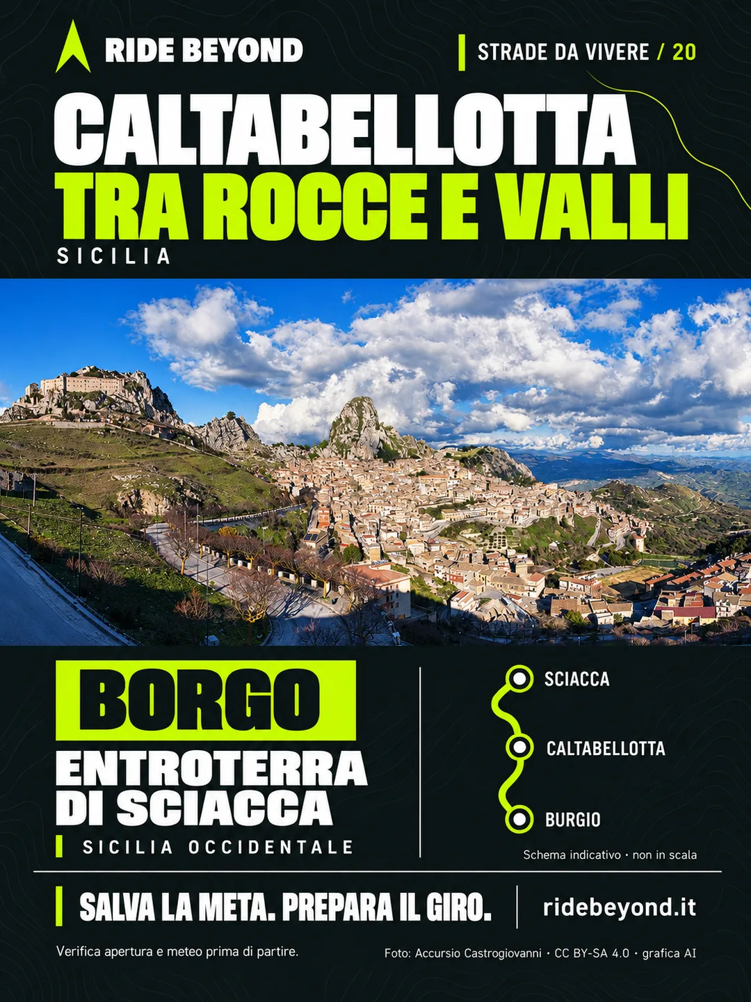 Grafica RIDE BEYOND · Caltabellotta, Sicilia