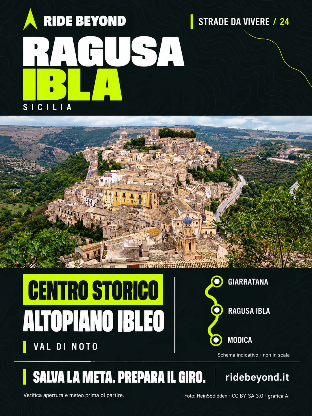 Grafica RIDE BEYOND · Ragusa Ibla, Sicilia