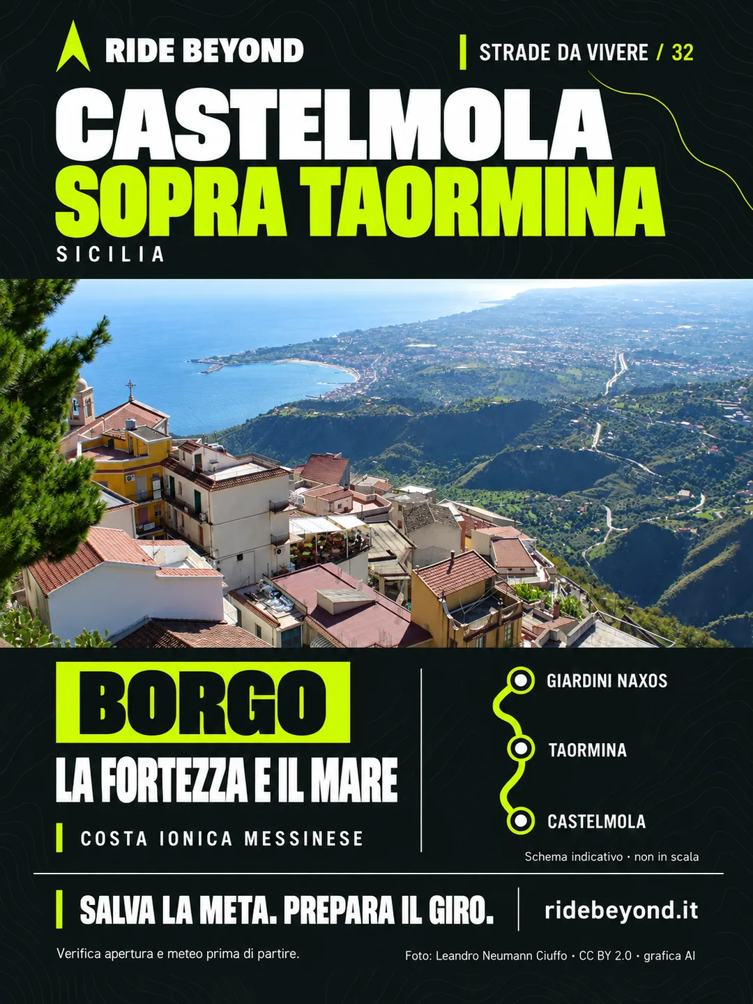 Grafica RIDE BEYOND · Castelmola, Sicilia