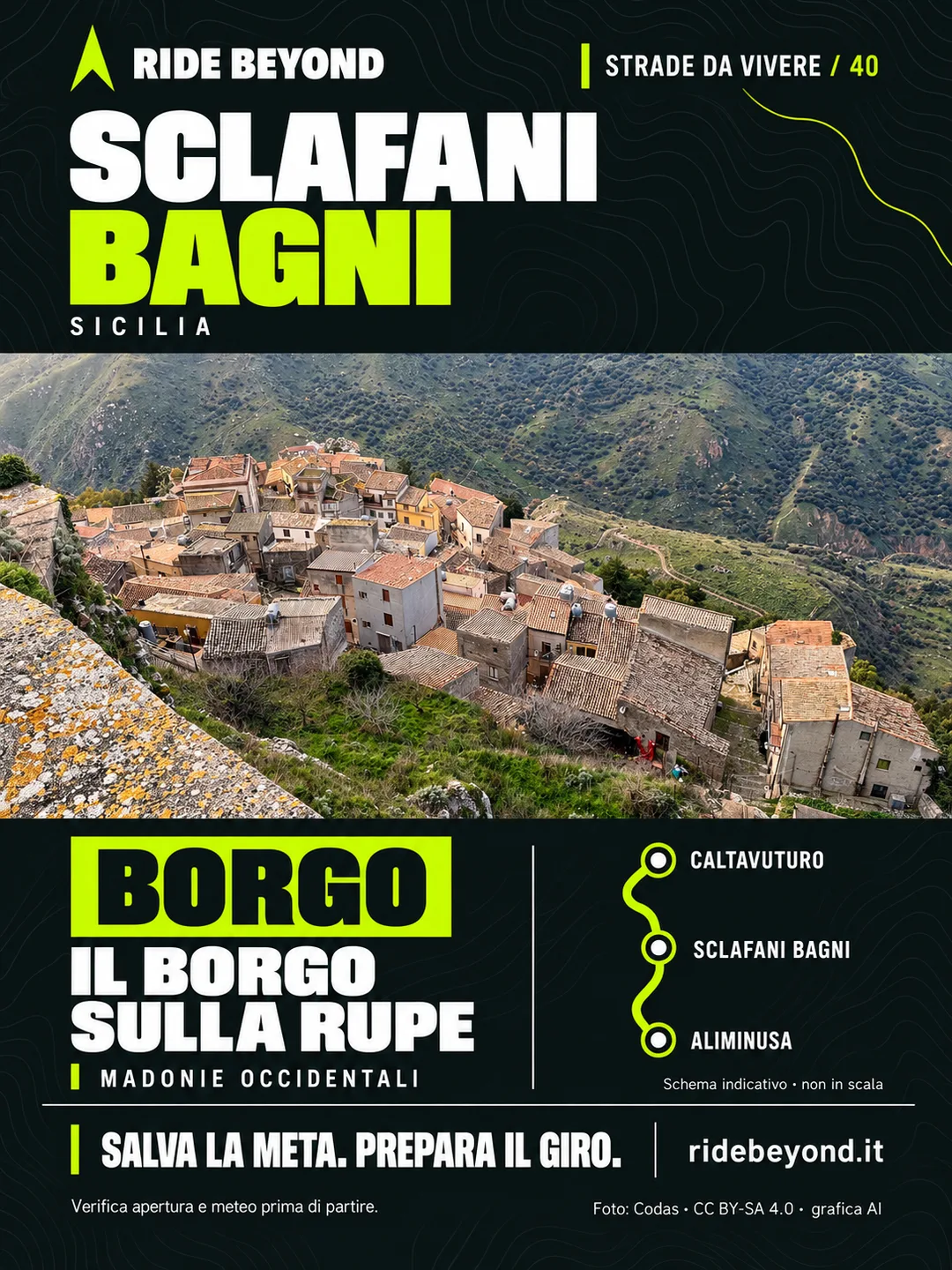 Grafica RIDE BEYOND · Sclafani Bagni, Sicilia