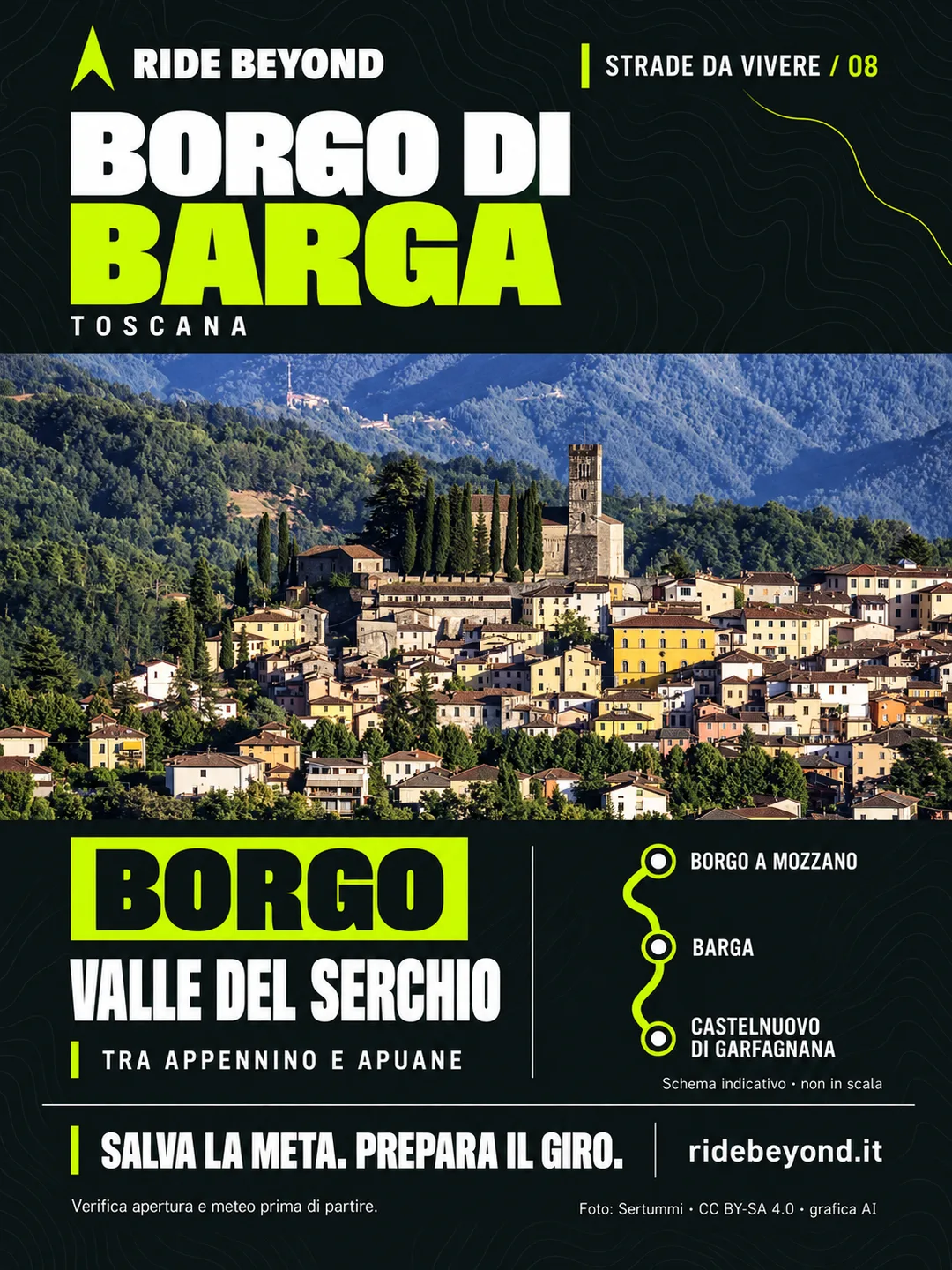 Grafica RIDE BEYOND · Barga, Toscana