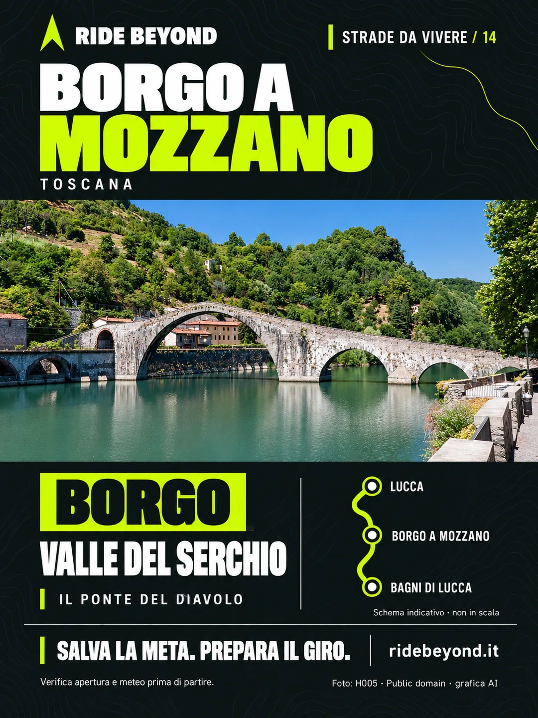 Grafica RIDE BEYOND · Borgo a Mozzano, Toscana