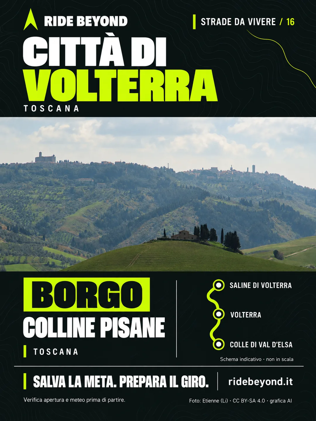 Grafica RIDE BEYOND · Volterra, Toscana