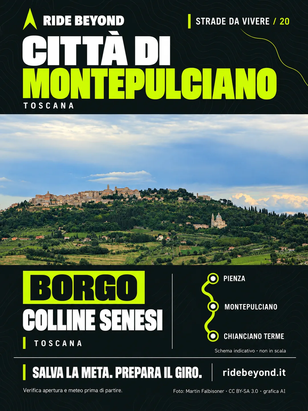 Grafica RIDE BEYOND · Montepulciano, Toscana