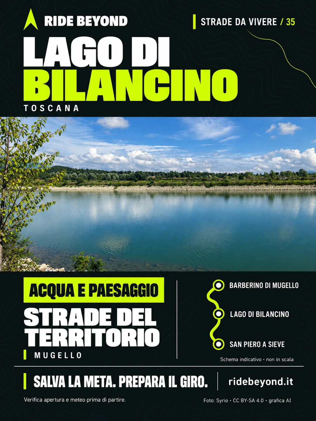 Grafica RIDE BEYOND · Lago di Bilancino, Toscana