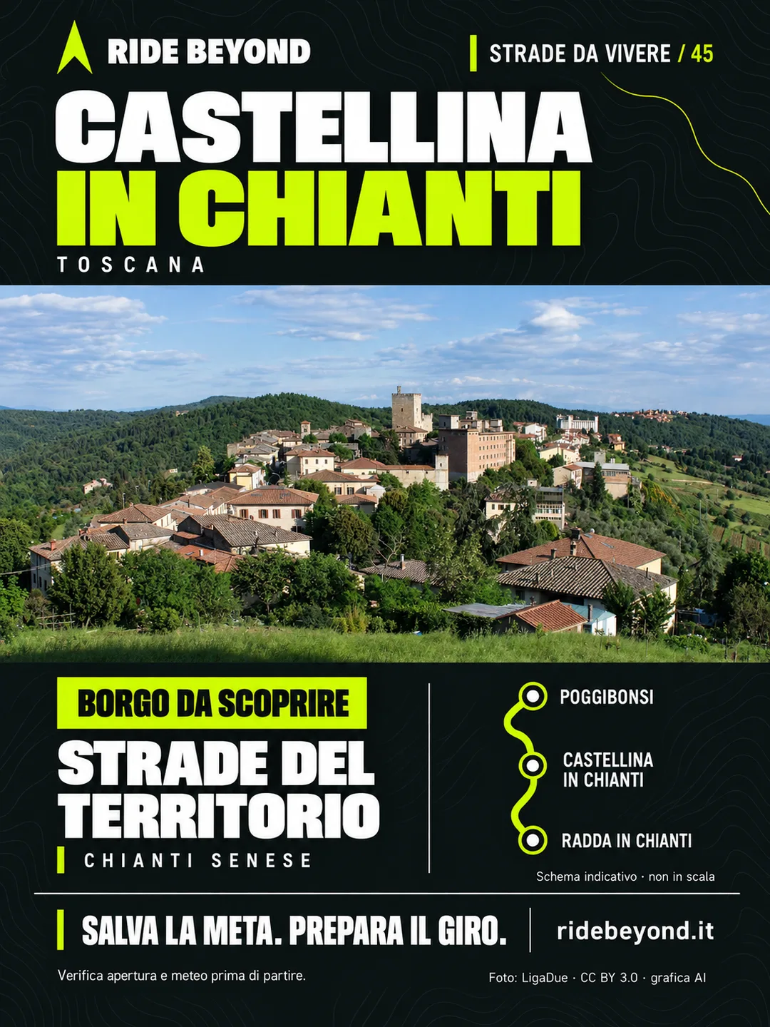 Grafica RIDE BEYOND · Castellina in Chianti, Toscana
