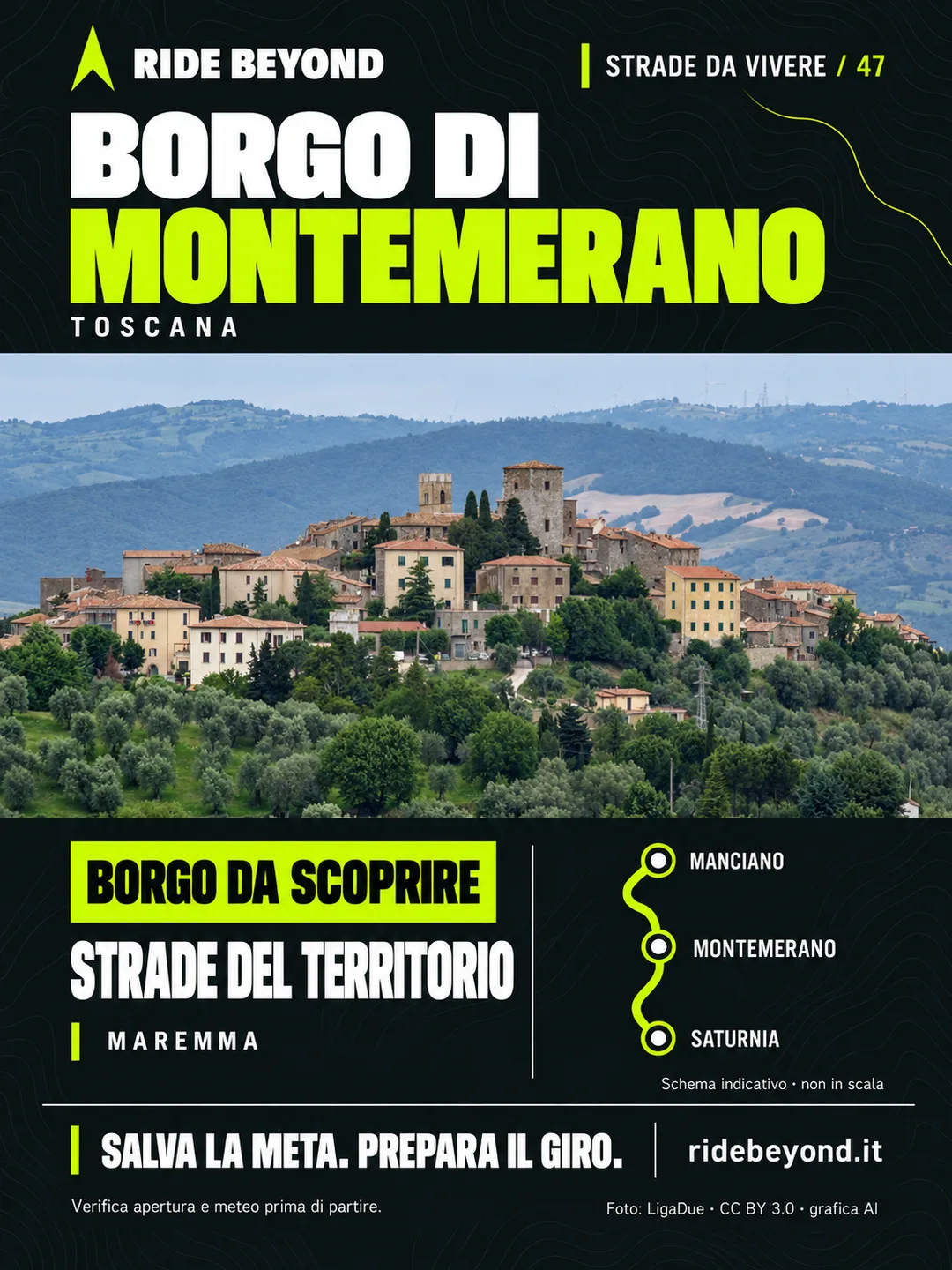 Grafica RIDE BEYOND · Montemerano, Toscana