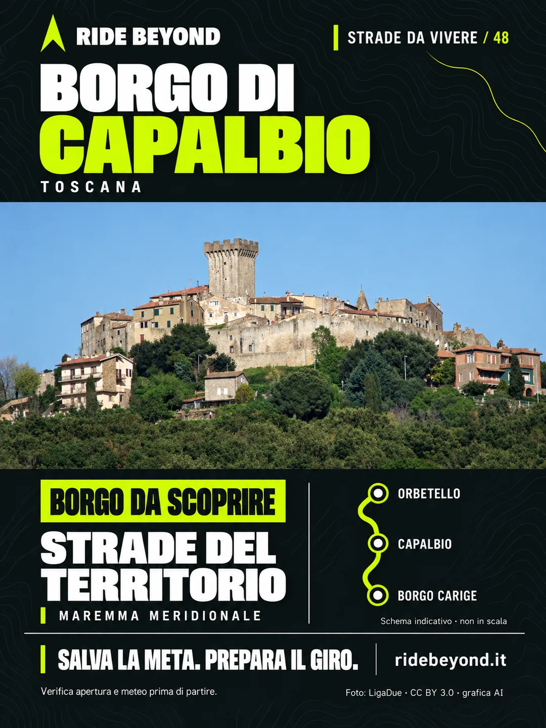 Grafica RIDE BEYOND · Capalbio, Toscana