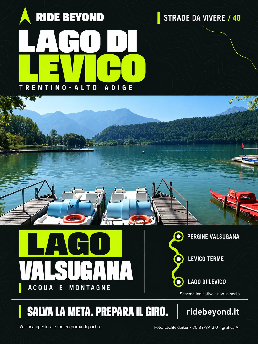 Grafica RIDE BEYOND · Lago di Levico, Trentino-Alto Adige