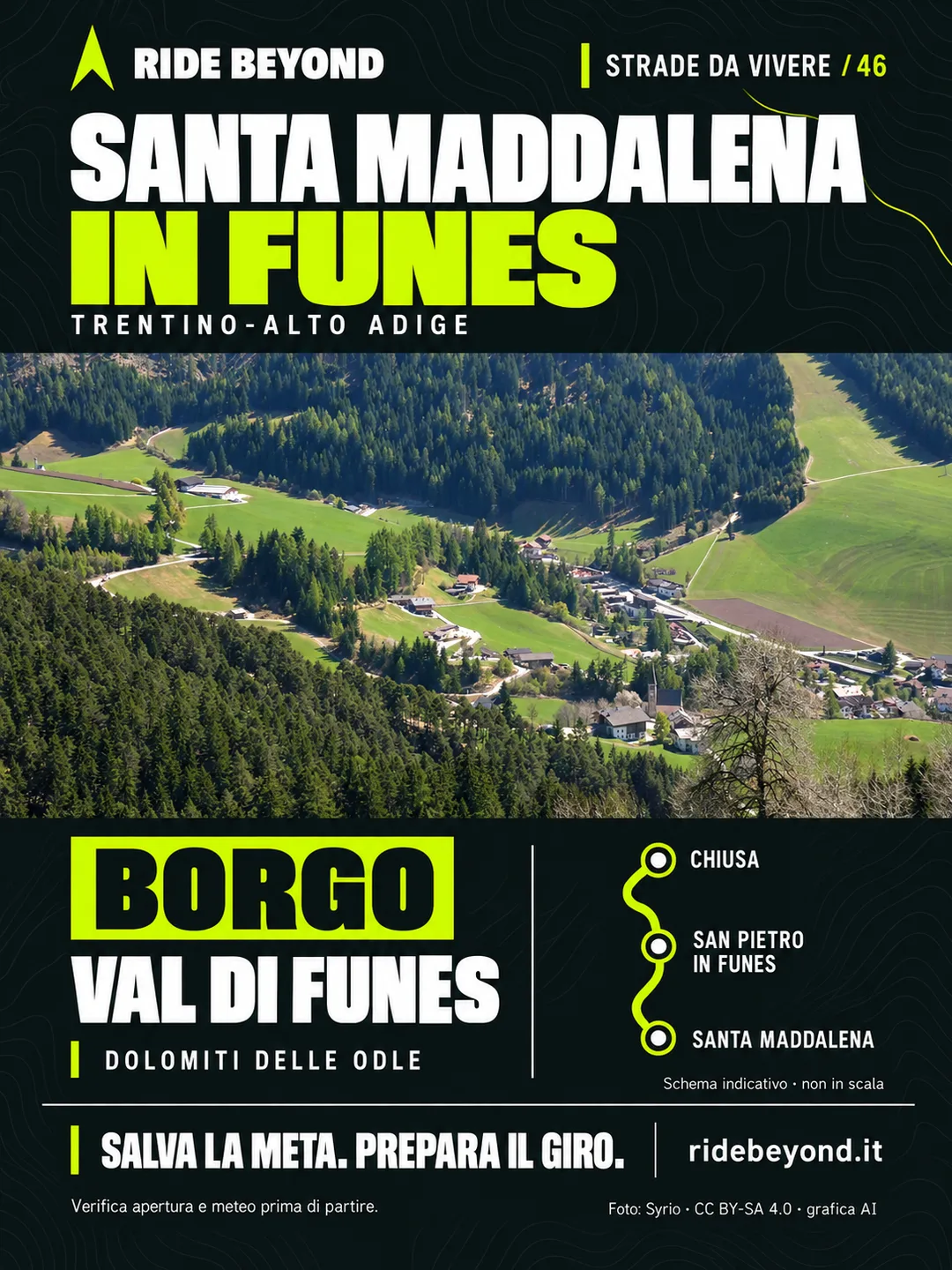 Grafica RIDE BEYOND · Santa Maddalena in Funes, Trentino-Alto Adige
