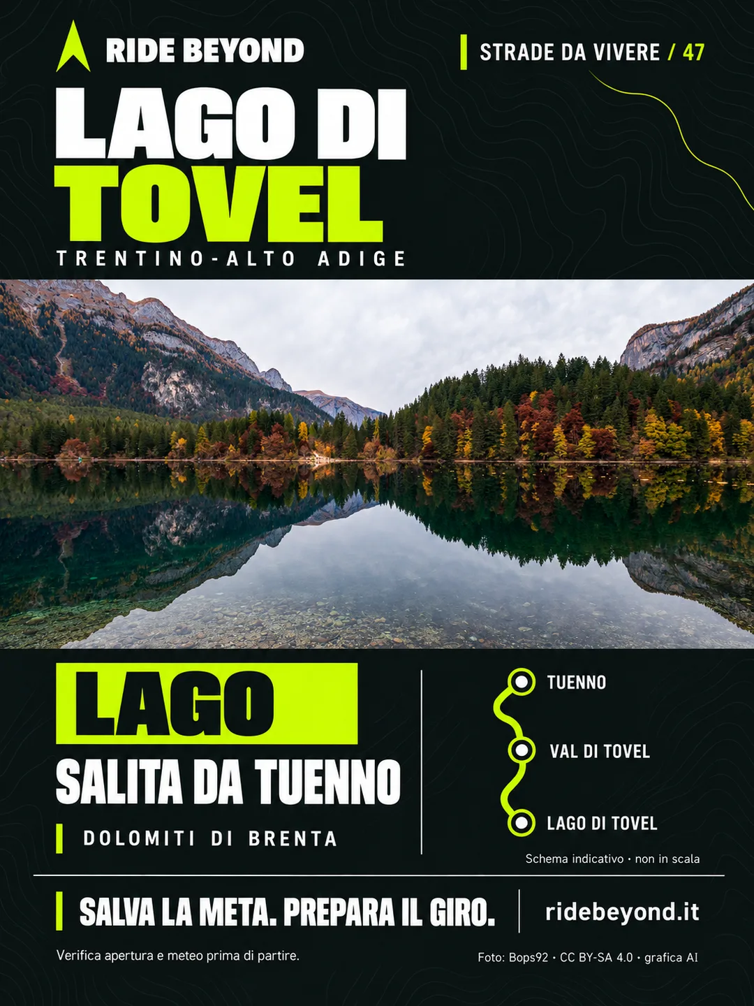 Grafica RIDE BEYOND · Lago di Tovel, Trentino-Alto Adige