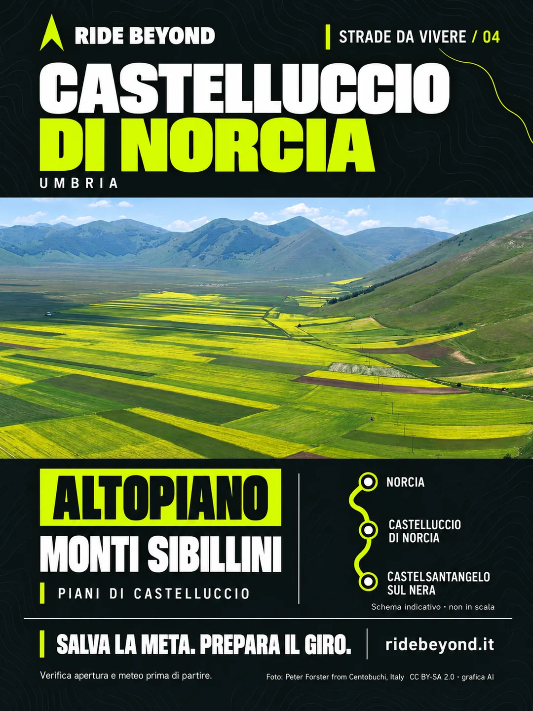 Grafica RIDE BEYOND · Castelluccio di Norcia, Umbria