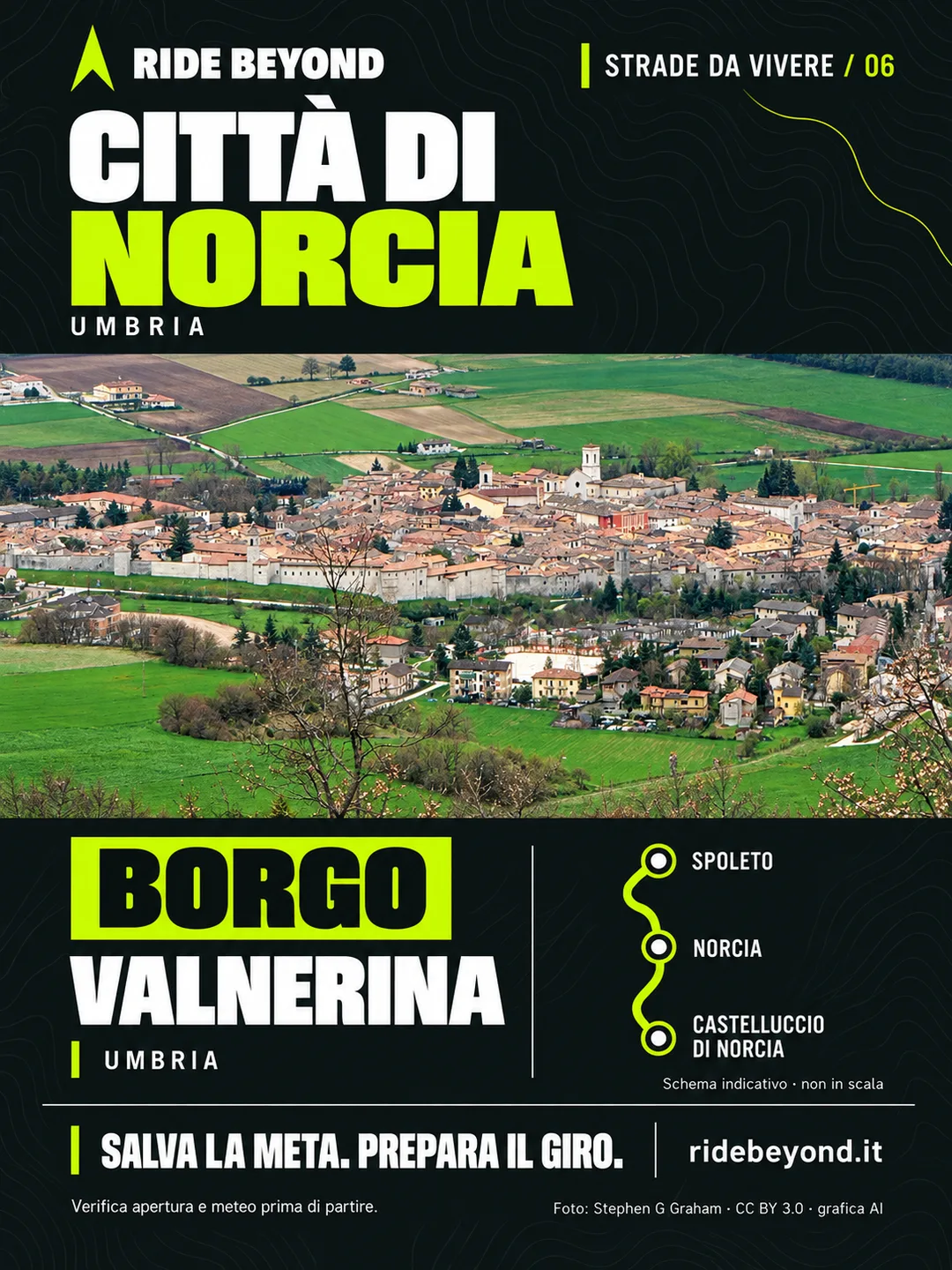 Grafica RIDE BEYOND · Norcia, Umbria