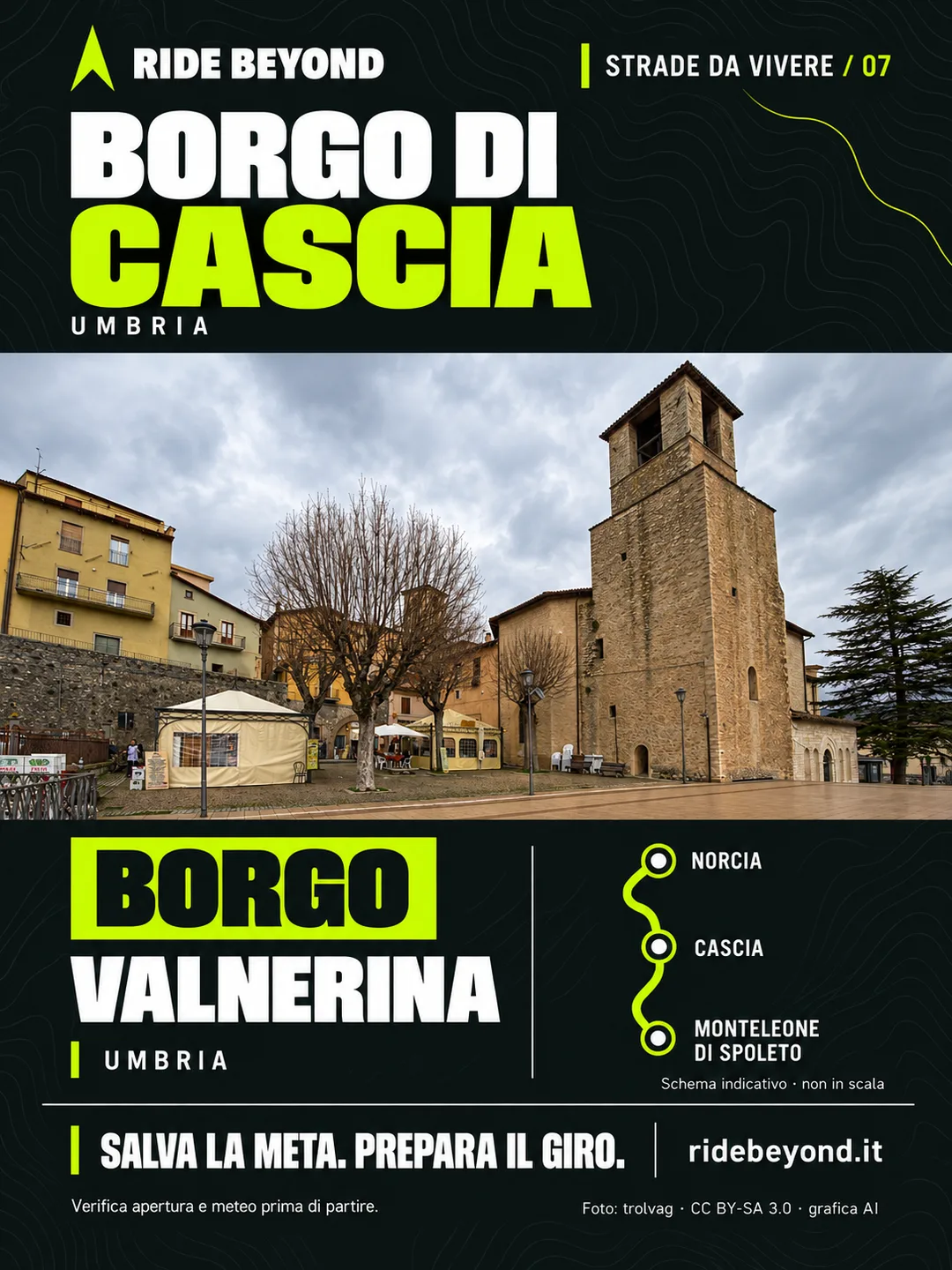 Grafica RIDE BEYOND · Cascia, Umbria