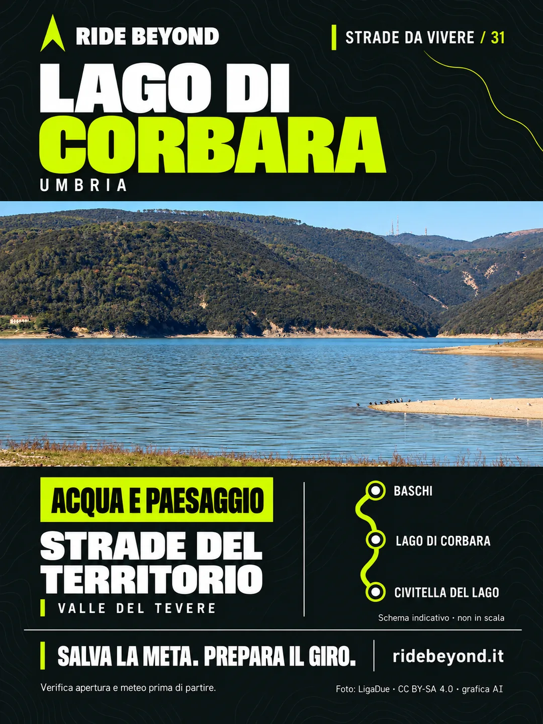 Grafica RIDE BEYOND · Lago di Corbara, Umbria