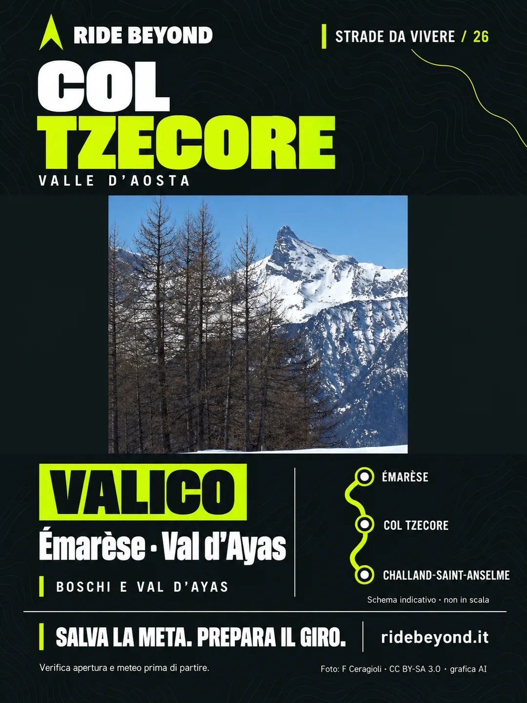 Grafica RIDE BEYOND · Col Tzecore, Valle d’Aosta