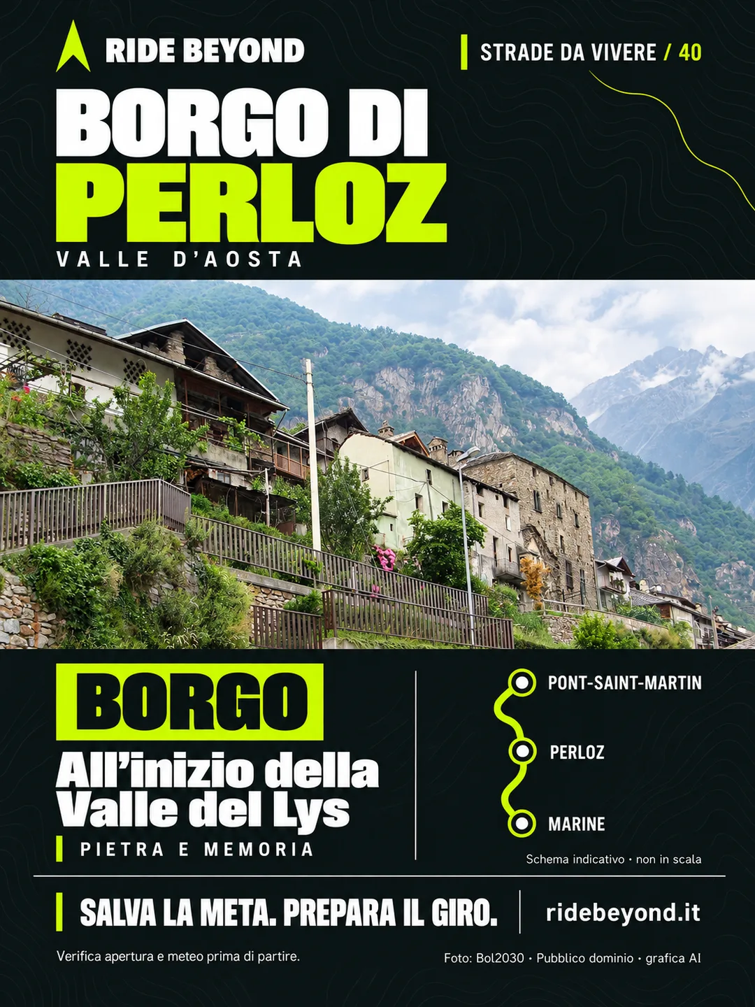 Grafica RIDE BEYOND · Perloz, Valle d’Aosta
