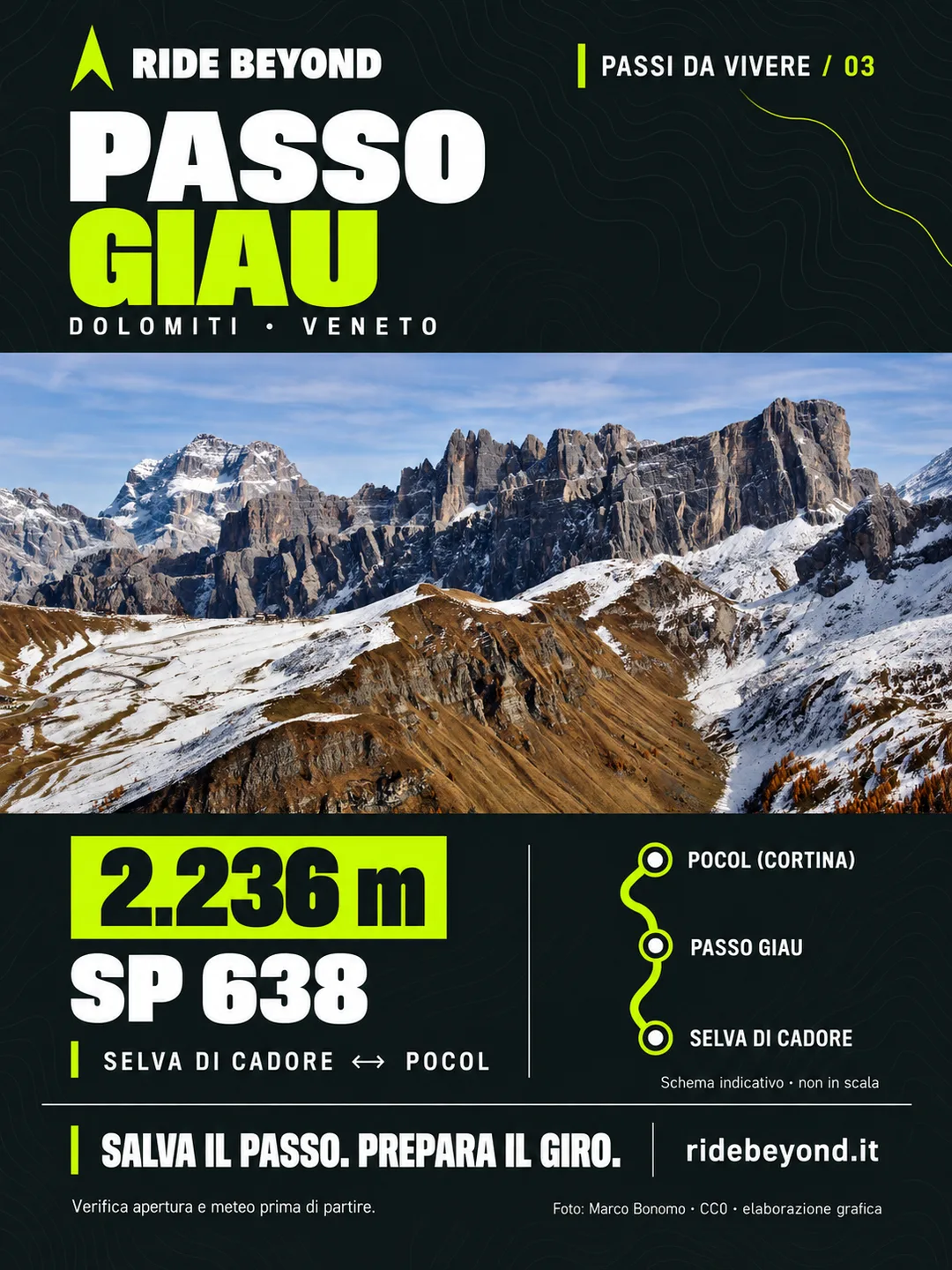 Grafica RIDE BEYOND · Passo Giau, Veneto