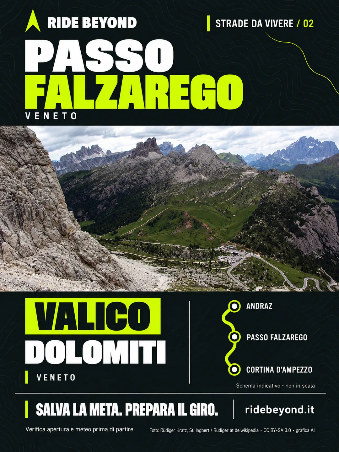 Grafica RIDE BEYOND · Passo Falzarego, Veneto