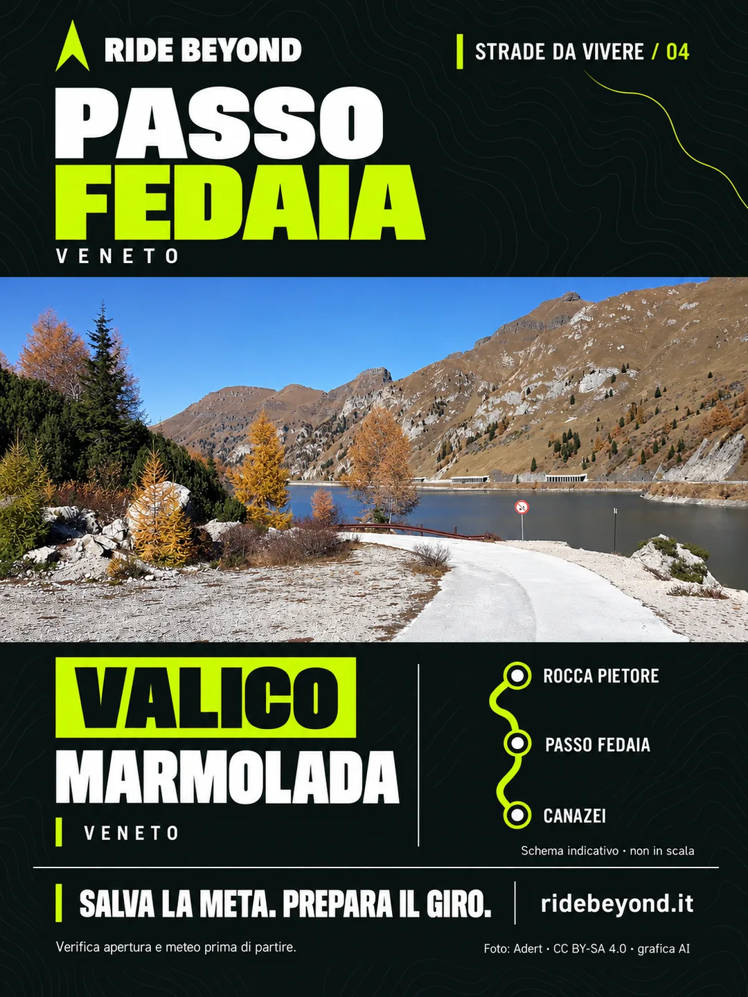 Grafica RIDE BEYOND · Passo Fedaia, Veneto