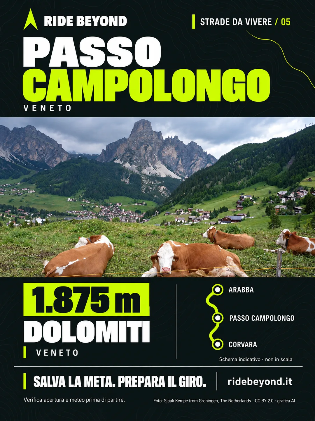 Grafica RIDE BEYOND · Passo Campolongo, Veneto