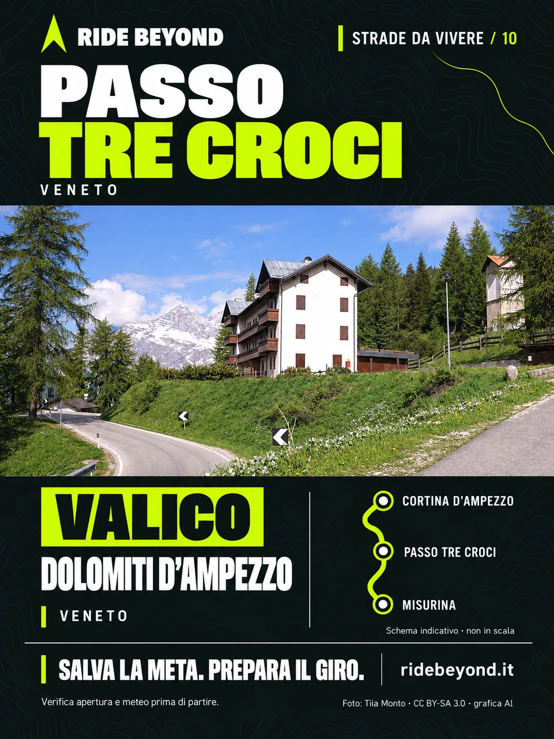 Grafica RIDE BEYOND · Passo Tre Croci, Veneto
