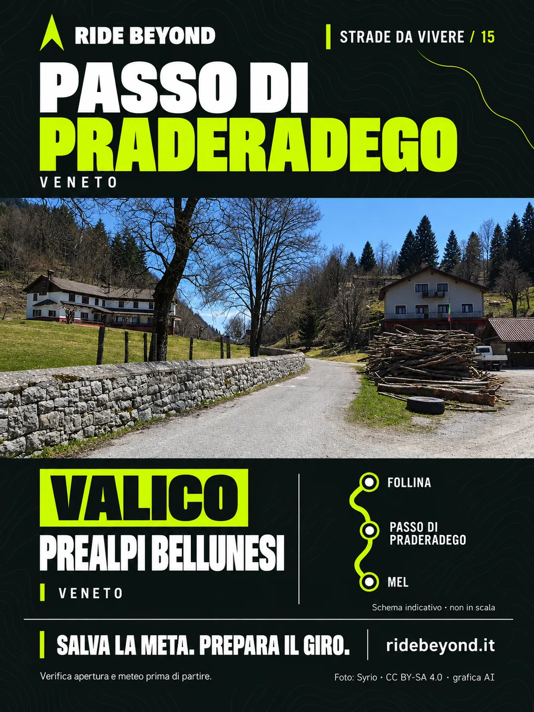 Grafica RIDE BEYOND · Passo di Praderadego, Veneto
