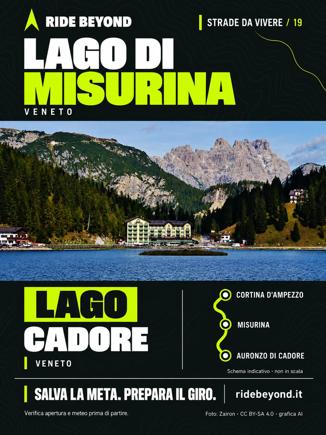 Grafica RIDE BEYOND · Lago di Misurina, Veneto