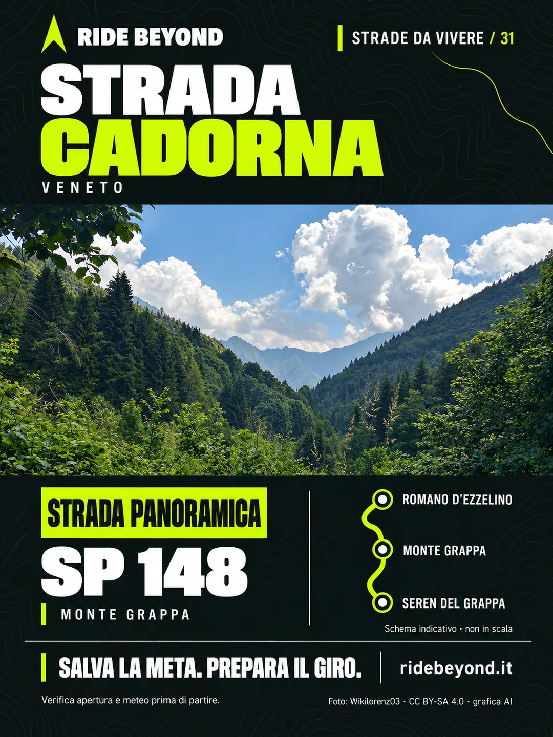 Grafica RIDE BEYOND · Strada Cadorna · Monte Grappa, Veneto